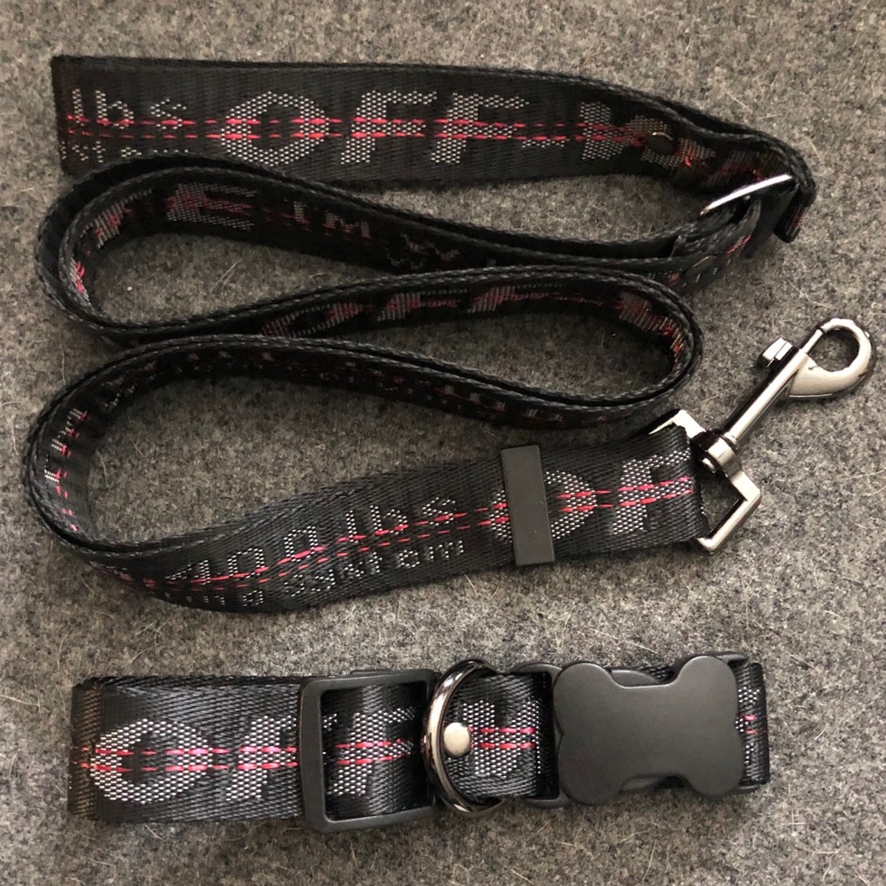 Black “Off-White” Dog Leash & Collar Set